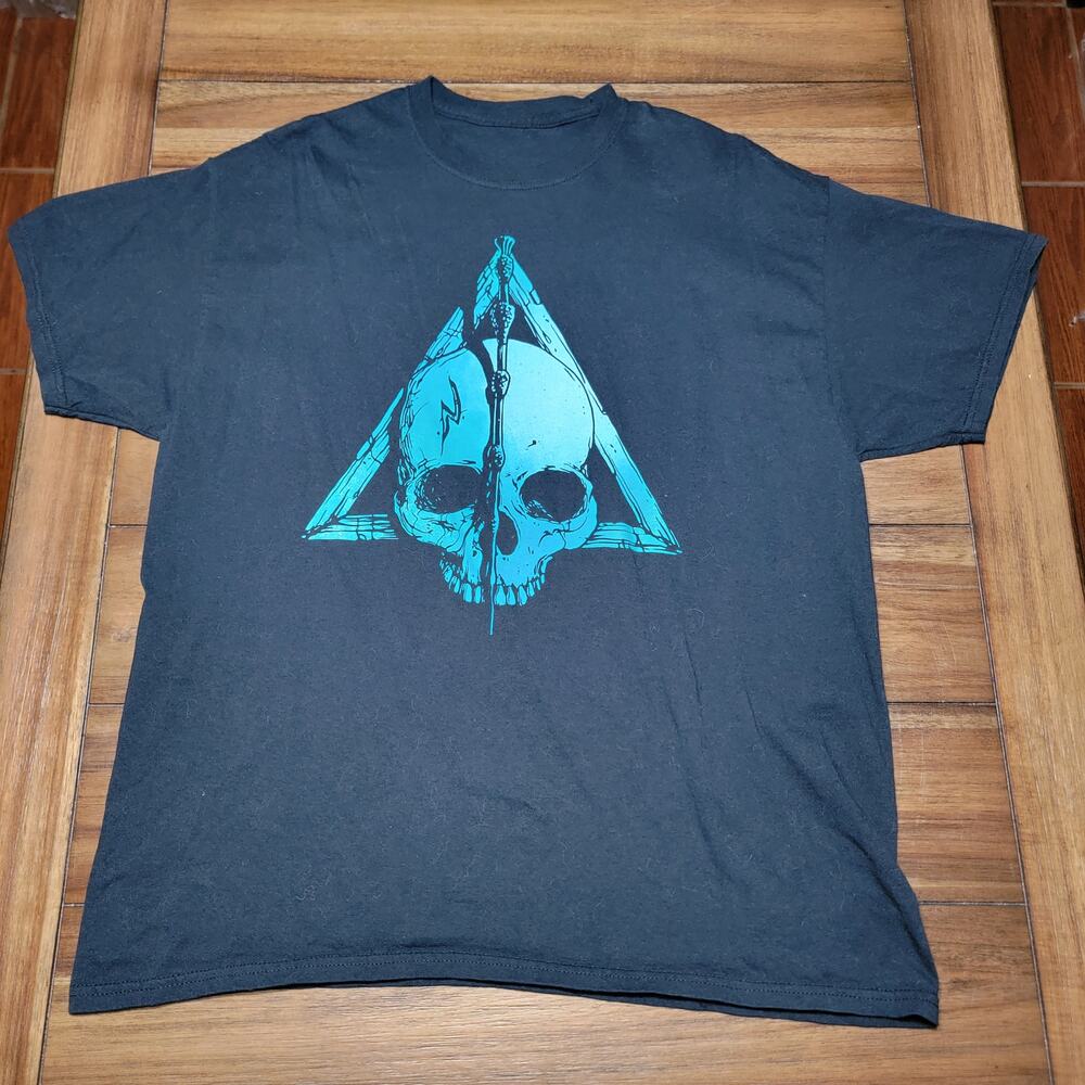 Harry Potter Black Unisex Tee The Deathly Hallows Symbol - Size XL